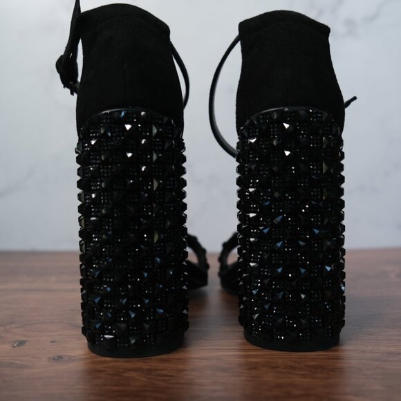 ZARA Woman Black Embellished Block Heels – Size 38 (US 7.5) - Picture 4 of 6